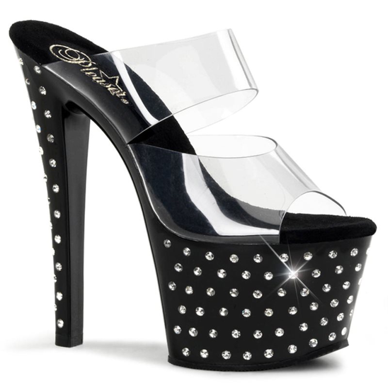 Chanclas De Plataforma Pleaser Stardust-702 Mujer Negras | ESPAÑA CNOET