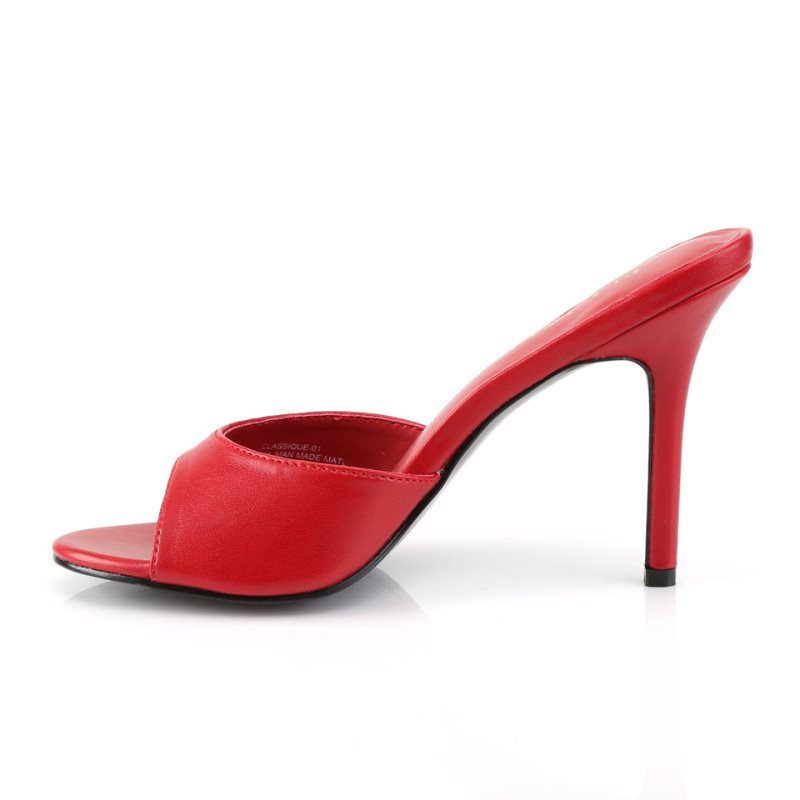 Chanclas Pleaser Classique-01 Vegan Leather Mujer Rojas | ESPAÑA XHFGQ