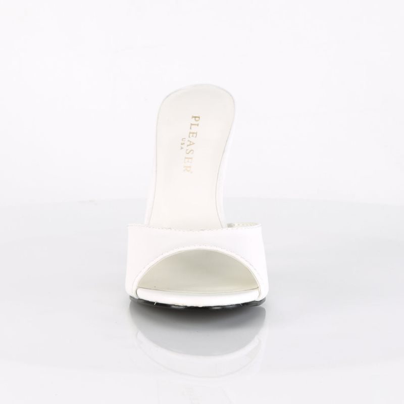 Chanclas Pleaser Classique-01 Vegan Leather Mujer Blancas | ESPAÑA ADJQP