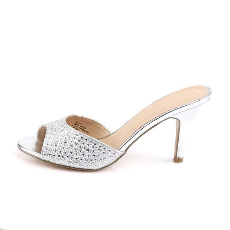 Chanclas Pleaser Lucy-01 Mujer Plateadas | ESPAÑA RLTBH